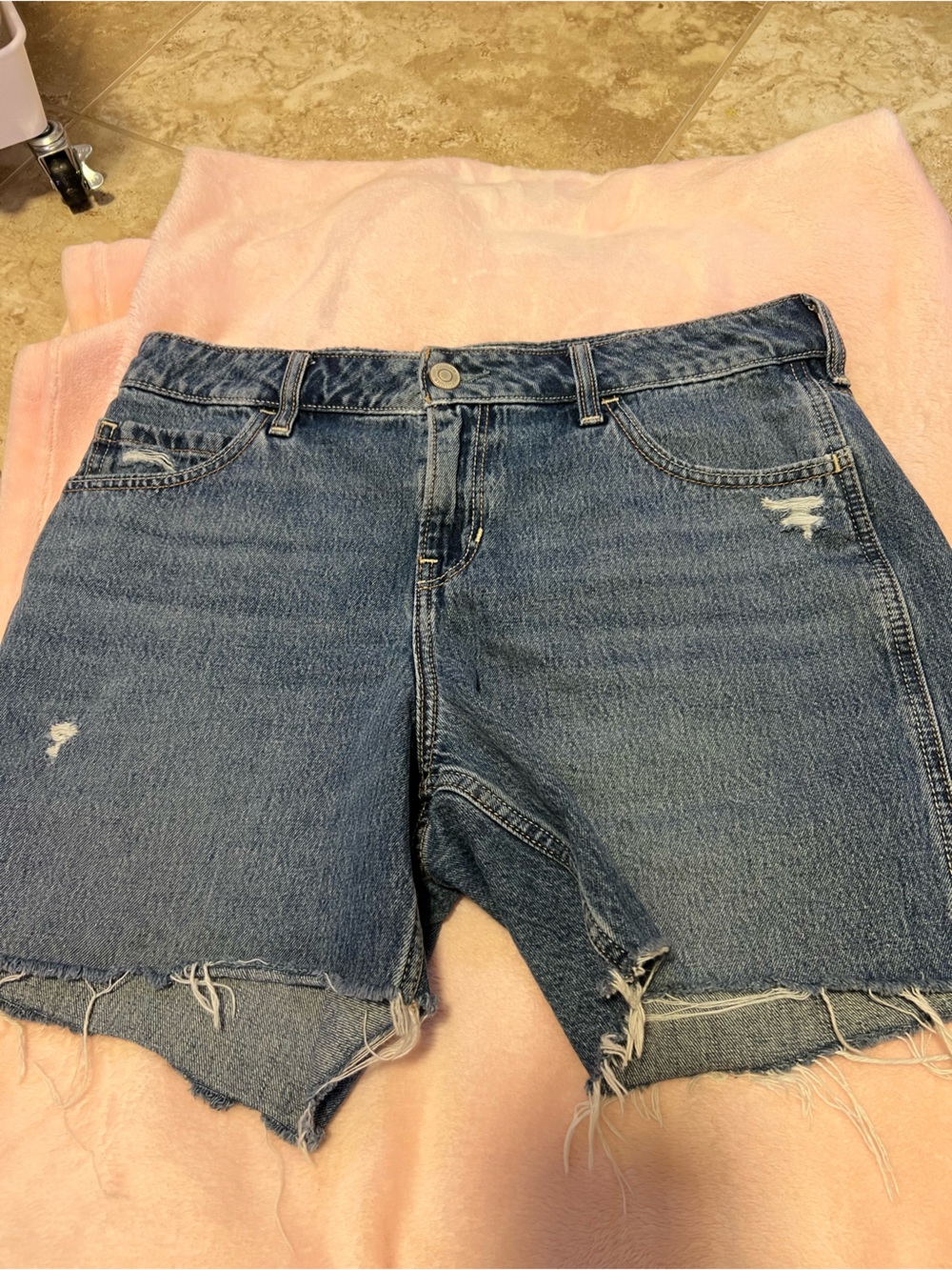 Hollister Blue Distressed Denim Shorts Size 8